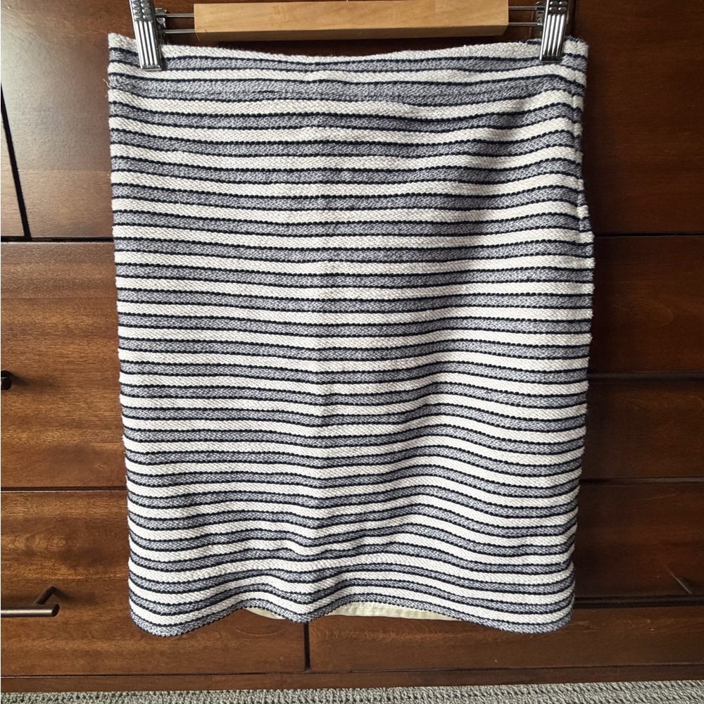 J Crew Skirt 4 Women' The Pencil Skirt Blue White Striped Nautical Preppy Ladies